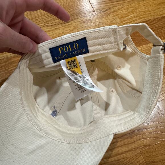 Polo Ralph Lauren Chino Cap Cream Grey Preppy Baseball Hat NWOT - Picture 3 of 3
